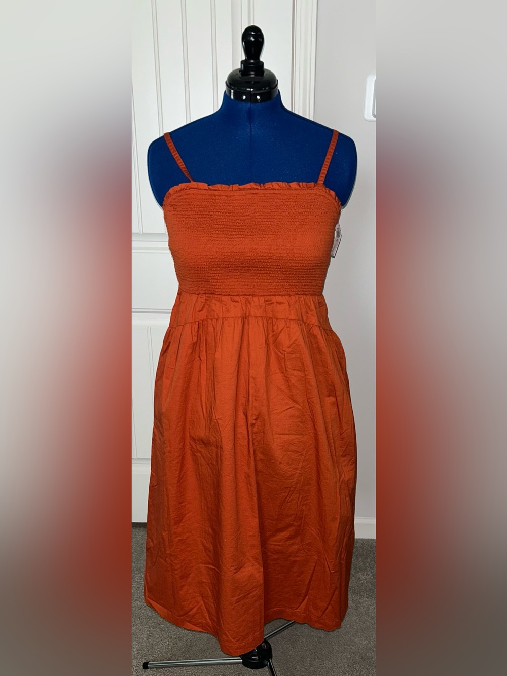 Rust Orange Smocked Bodice Sundress